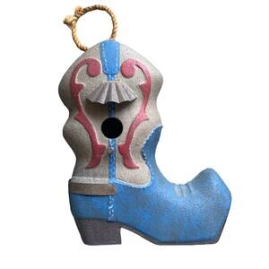Western Metal Cowboy Boot Bird House